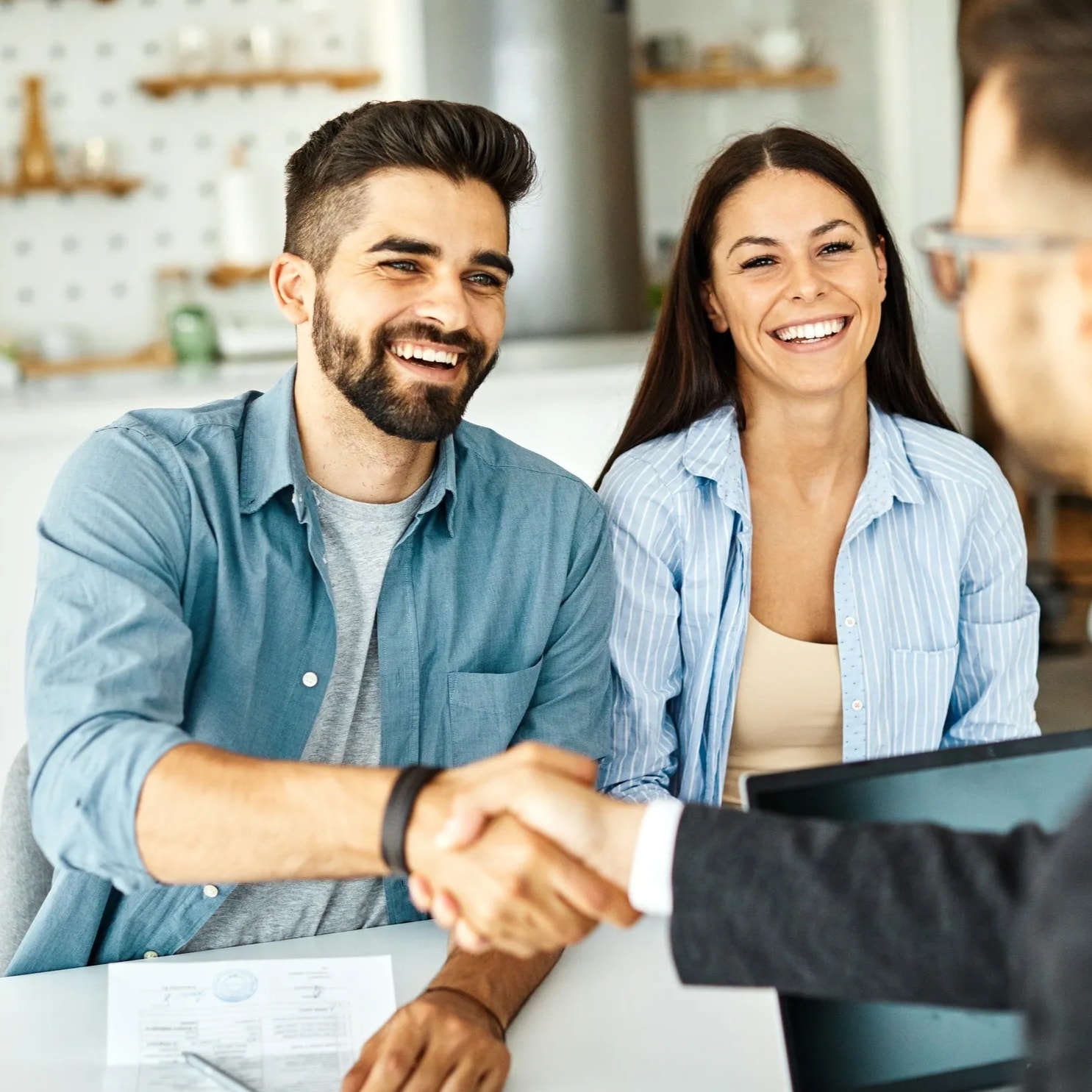 Real estate consultant meeting with homeowner